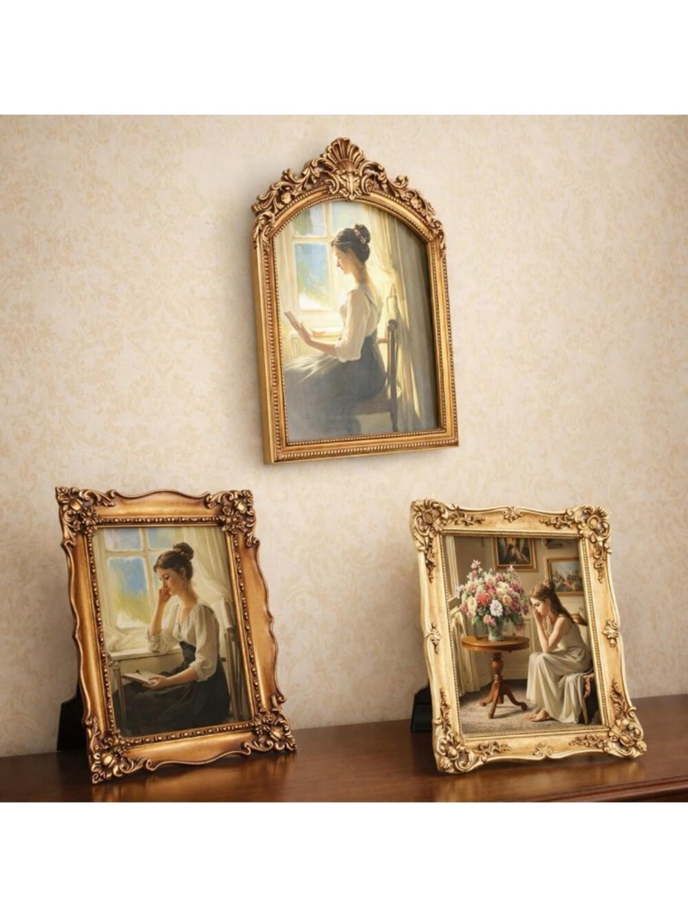 Set of 3 Vintage 8x10 Picture Frames for Gallery Wall Decor, Rustic Home Accent